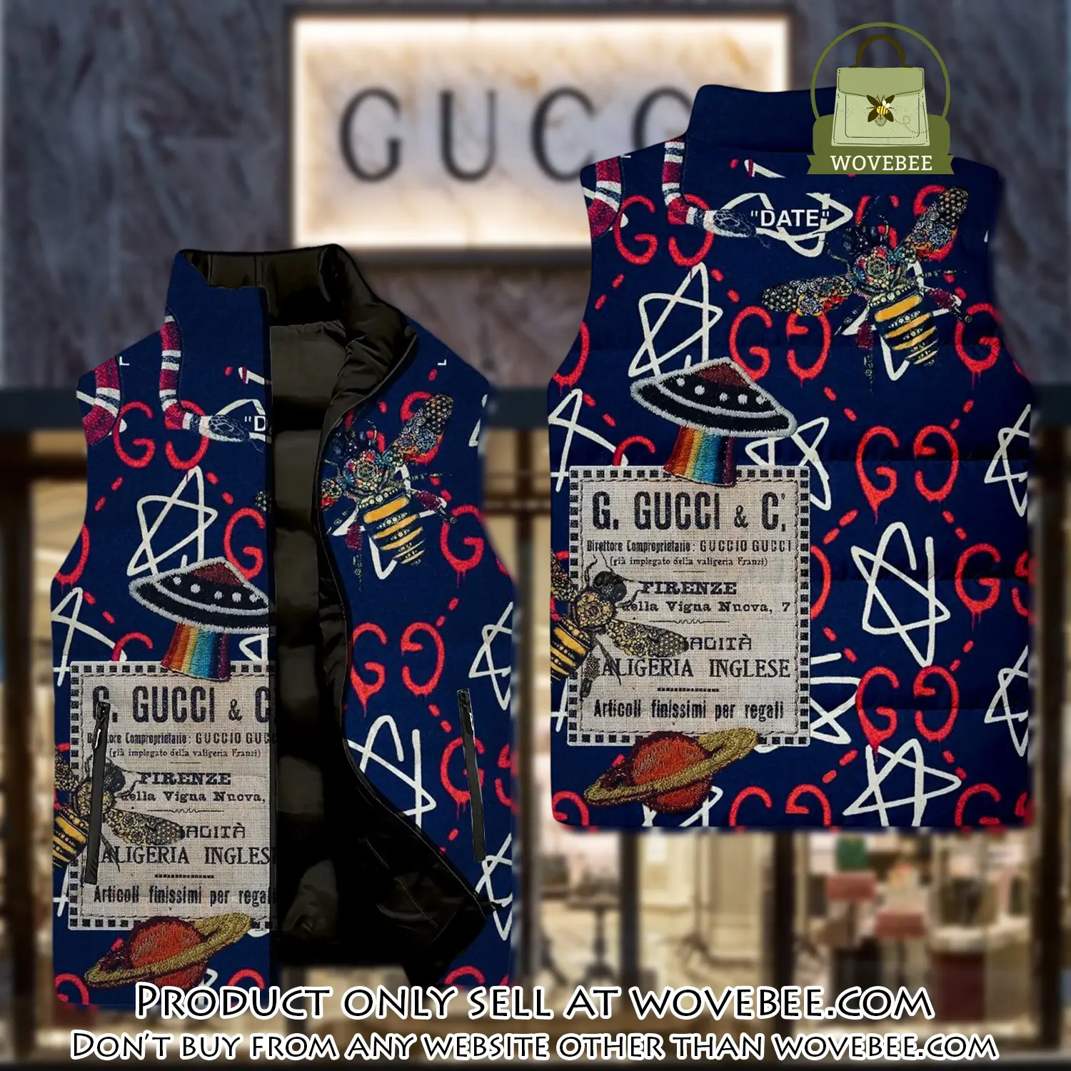 Gucci star luxury brand 3d sleeveless down jacket wvb1059660